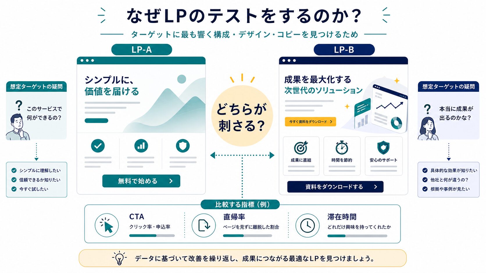 LPの2つのバリアントを比較するA/Bテストの背景