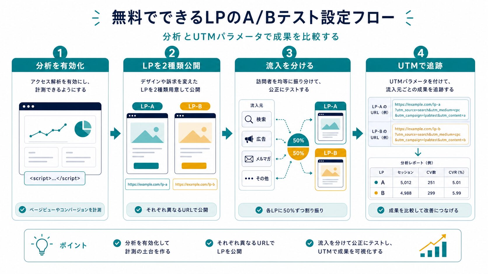 LPのA/Bテストを無料で設定する流れ