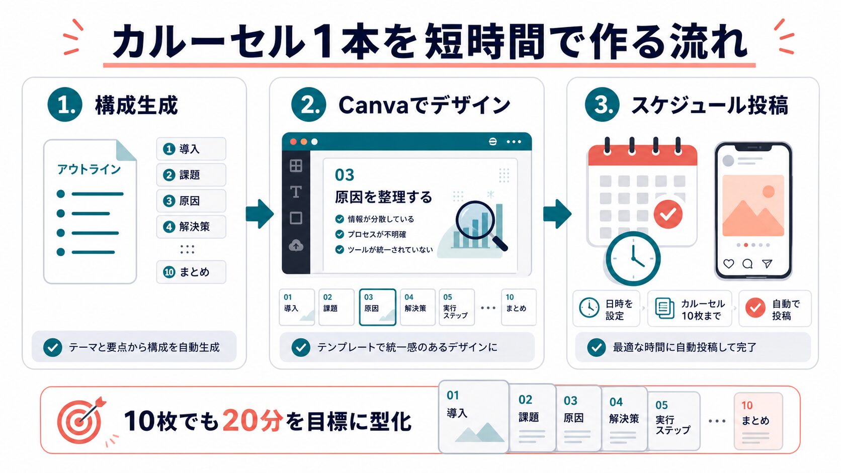 Instagramカルーセル1本を短時間で作る流れ